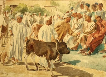 Targ bydła, Nizwa, Oman (1), 2018 (akwarela)