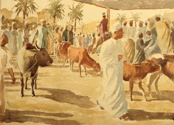 Targ bydła, Nizwa, Oman (2), 2018 (akwarela)