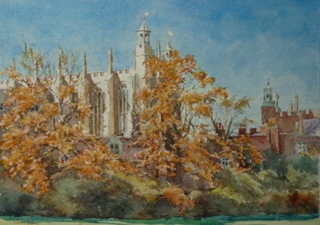 College Chapel - jesienne liście, 2010 (akwarela)