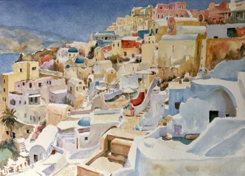 Santorini, Oia, 2018 (akwarela)