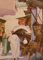 Souk des teinturiers, Marrakesz, 2001 (akwarela)