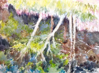 Leśne refleksy, Silver Lake, 2017 (akwarela)