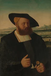 Portret mężczyzny z głową Maura na sygnecie.