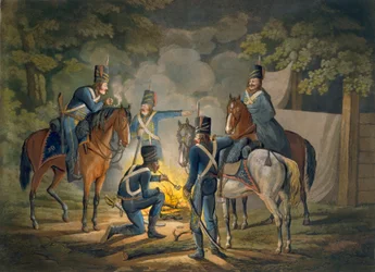 Pruscy huzarzy na nocnej pikiecie, ok. 1799-1802