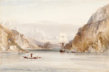 Beagle w Murray Narrow, Ziemia Ognista (akwarela na papierze)