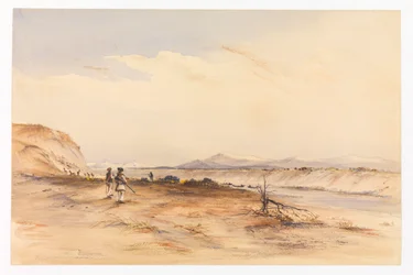 Polowanie nad rzeką Santa Cruz, ok. 1878 r. (akwarela)