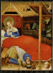 Szopka (tempera na drewnie)