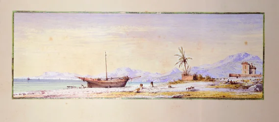 Plaża Bordighera, autorstwa Consalvo Carelli (1818-1900), Włochy