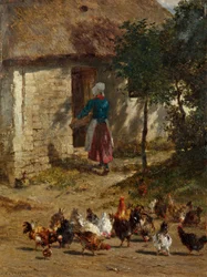 Kurczaki przed farmą