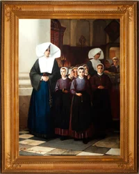 Obraz. Sygnowany i datowany: Constant Meunier 1864. Sieroty. Olej na płótnie. Szczegół.