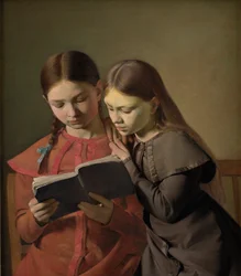 Siostry artysty, Signe i Henriette, czytające książkę, 1826