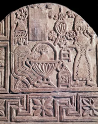 Jezus myty przez dwie pielęgniarki (relief ze steli, VI w.)