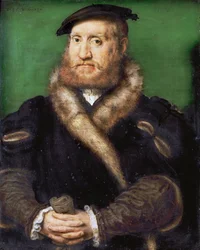 Renesans : Portret brodatego mężczyzny w futrze par Corneille de Lyon (1500/10-1575)