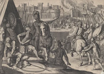Płyta 2: Miasto Rzym zabrane przez konstabla Burbona, z Triumfów Karola V, 1614.