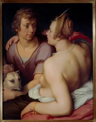 Wenus i Adonis Obraz Cornelisa Van Haarlema (1562-1638) XVII-wieczne Słońce. 0,95x0,74 m Caen, Muzeum Sztuk Pięknych