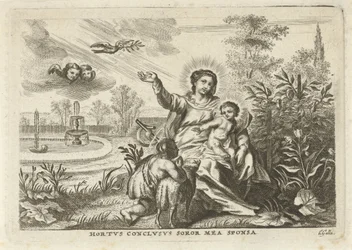 Maria spotkała Kind en Johannes de Doper w de Hortus Conclusus