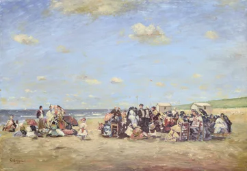 Na plaży (olej na pokładzie)