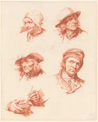 Arkusz studiów z głowami