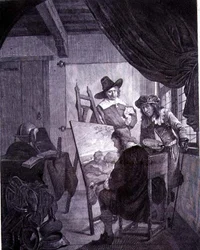Patron i malarz, według XVII-wiecznego obrazu Cornelisa Begi, XVIII w.