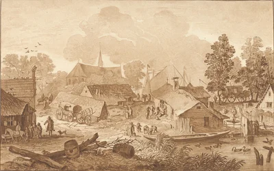 Widok na wieś ze stawem