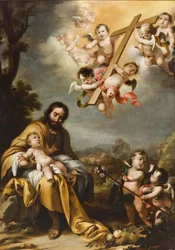 Św. Józef i Dzieciątko Jezus przed Krzyżem Świętym, ok. 1670.