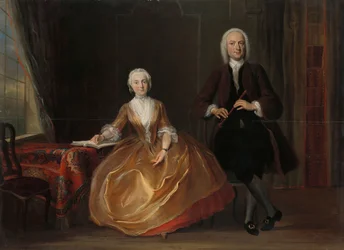 Para tworząca muzykę Cornelis Troost (1696-1750), olej na desce, 1743