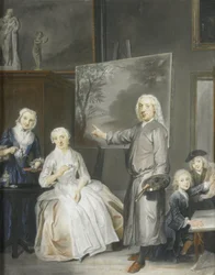 Malarz pejzażysta Dirk Dalens III (1688-1753) ze swoją drugą żoną Marią Schaack (zm. 1766) i dziećmi Anną (ur. 1725), Willemem (1737-60) i Jacobusem (1741-63)