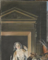 Scena przekupstwa z drugiego aktu komedii „Hopman Ulrich albo oszukana chciwość” Johana van Paffenrode (1661).