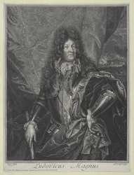 Król Francji Ludwik XIV (rycina)