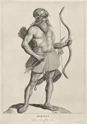 Herulana Herulus (tytuł na obiekcie) Oude hier woonachtige volken (tytuł serii) Peplus czyli Goci, Wandale, Szwabowie, Herulowie, Gepidzi, Markomani i starożytny Czteroosobowy Zdjęcia ze starożytnych zabytków i muzeum Marka Zueriusa Boxhorniusa (seria