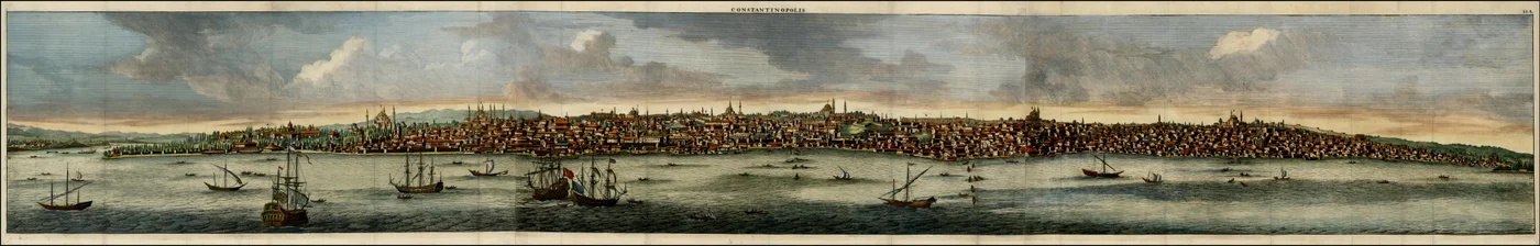 Kolorowy widok Konstantynopola z 1698 roku autorstwa Cornelisa De Bruyna