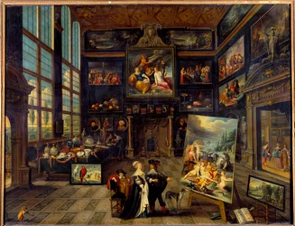 Widok wnętrza galerii obrazów i dzieł sztuki Obraz Cornelisa de Baellieur (1607-1671) 1637 nd. 0,99x1,23 m²