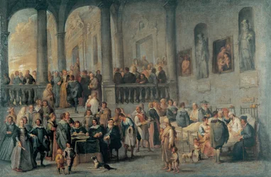 Wizyta u chorych autorstwa Waela, Cornelisa (1592-1667). Olej na płótnie, format 99x152, ok. 1640, Muzeum Strada Nuova, Genua