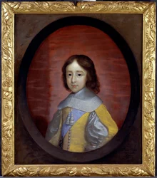 Portret Wilhelma III Orańskiego Nassau (1650-1702) (William III z Anglii), dziecko (William III, książę Orange, jako dziecko) - Obraz Cornelisa Janssensa van Ceulena (1593-1661), olej na drewnie