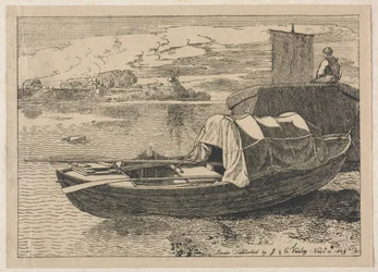 Łodzie na rzece, wiatrak w oddali, 1809.
