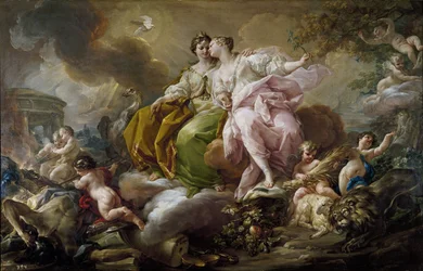 Sprawiedliwość i pokój - Obraz Corrado Giaquinto (1703-1766) 1754 - Olej na płótnie - 216x325 cm - Sztuka rokoko - Museo del Prado, Madryt