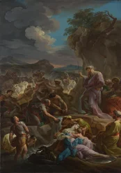 Mojżesz uderzający w skałę, 1744