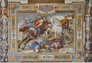 Scena bitewna z Czynu Godfreya z Bouillon podczas zdobywania Jerozolimy, ok. 1589-94 (fresk)