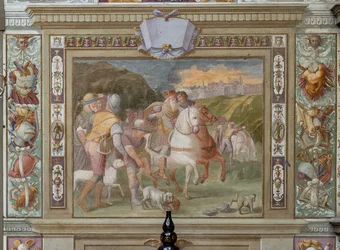 Scena polowania, z Akt Godfreya z Bouillon, ok. 1589-94 (fresk)