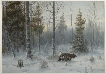 Niedźwiedź w zimowym lesie, 1907