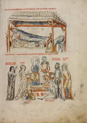 Śpiący Heinrich i modląca się Jadwiga. Heinrich i Hedwiga ze swoimi dziećmi, 1353