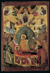 Zaśnięcie Matki Boskiej (tempera jajeczna na drewnie z miedzią)