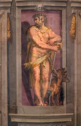 "" Pluton "" (Pluton) Fresque de Cristofano Gherardi (1508-1556) - 1556-1557 Ciemny 250x100 cm Palazzo Vecchio, Florencja