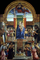 Dziewica z Dzieciątkiem na tronie z Bogiem Ojcem i świętymi Hilary i Janem Chrzcicielem, 1499
