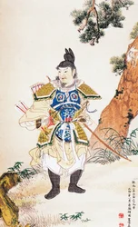 Samuraj, grafika ukiyo-e, szkoła Tosa, drzeworyt, cywilizacja japońska, okres Edo