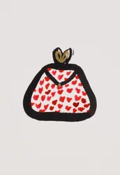 Red Spotty Purse, 2017 (czerwony i czarny tusz indyjski ze złotym flamastrem na papierze)