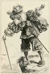 Ateista śmiejący się z Christiana i nadziei z The Pilgrims Progress From This World, To That What Is To Come autorstwa Johna Bunyana (1628-1688) ilustracja Thomasa Dalziela (1823-1906)