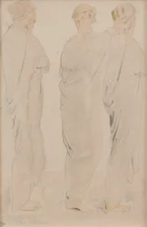 Trzy muzy, ok. 1920 (ołówek i akwarela na papierze)