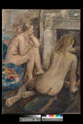Dwóch odpoczywających modeli, exh. 1939 (olej na płótnie)