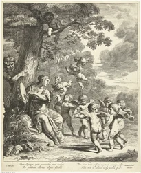 Pan i Syrinx z tańczącym putti